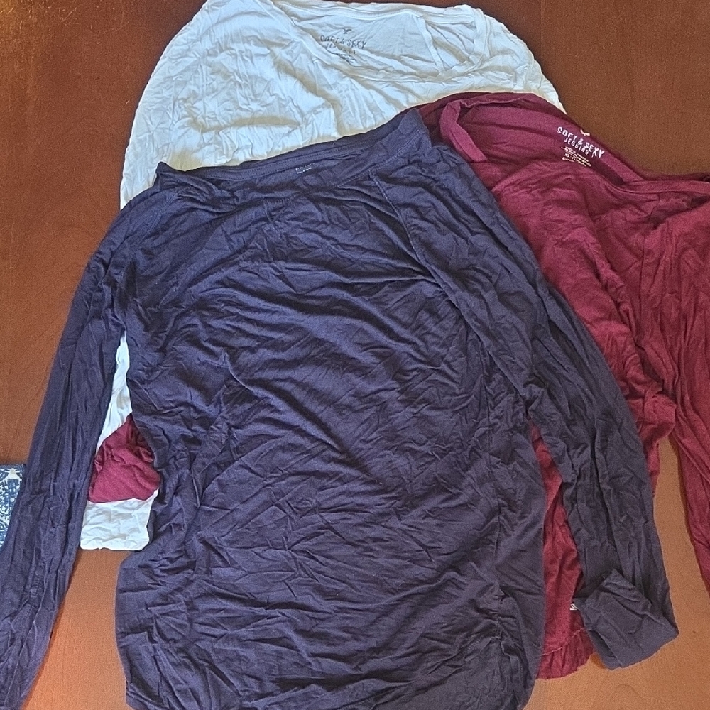 Lot Of 3 Soft Relaxed Fit Long Sleeve T Shirts